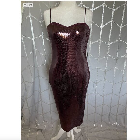 Express Burgundy Sequin Dress - Picture 5 of 6
